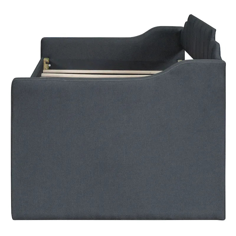 Twin Size Upholstered Daybed with Trundle and Three Drawers,Beige