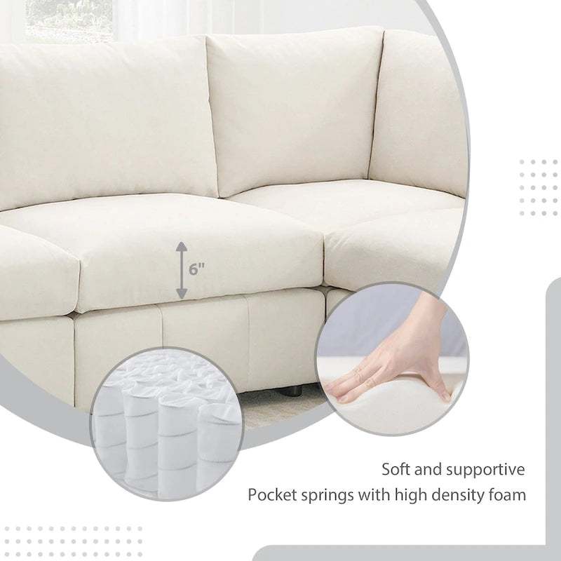 [VIDEO provided][New]93Modern Sectional Sofa with Vertical Stripes,5-Seat Armless Couch Set with Convertible Ottomans,Various C