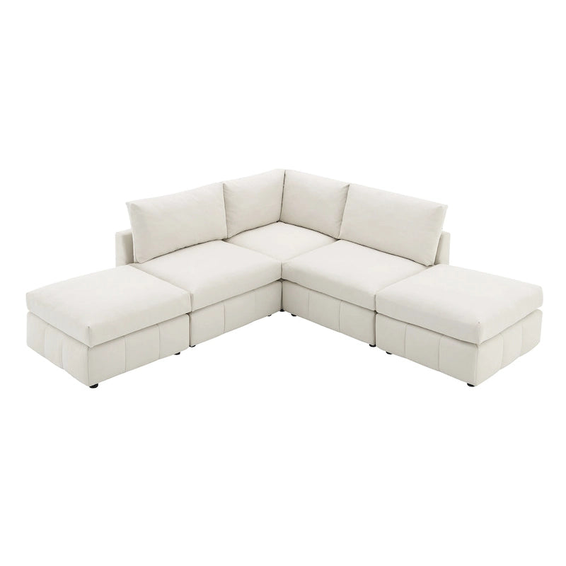 [VIDEO provided][New]93Modern Sectional Sofa with Vertical Stripes,5-Seat Armless Couch Set with Convertible Ottomans,Various C