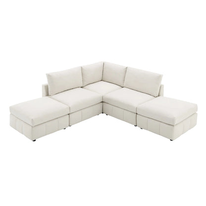 [VIDEO provided][New]93Modern Sectional Sofa with Vertical Stripes,5-Seat Armless Couch Set with Convertible Ottomans,Various C
