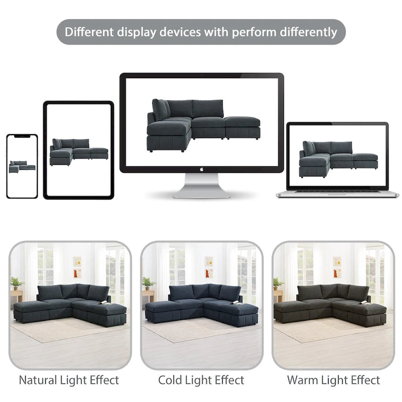 [VIDEO provided][New]93Modern Sectional Sofa with Vertical Stripes,5-Seat Armless Couch Set with Convertible Ottomans,Various C