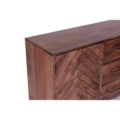Barnette 2-Door 3-Drawer Herringbone Wooden Cabinet