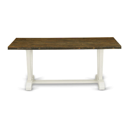 East West Furniture Kitchen Table Set- a Dining Table and Cream Linen Fabric Chairs, Linen White(Pieces Options)