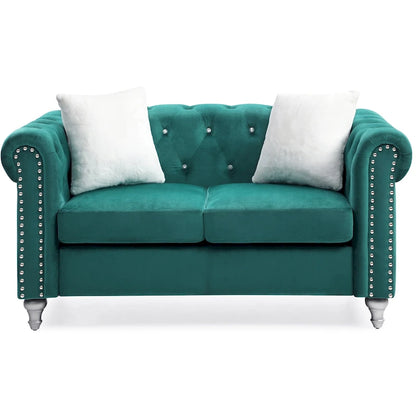 Raisa 60 in. Velvet 2-Seater Sofa With 2-Throw Pillow - 60L x 34W x 30H