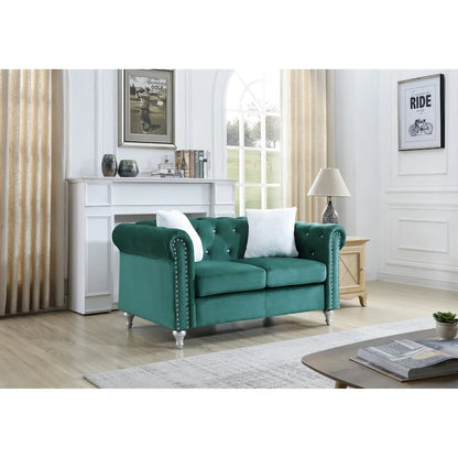 Raisa 60 in. Velvet 2-Seater Sofa With 2-Throw Pillow - 60L x 34W x 30H