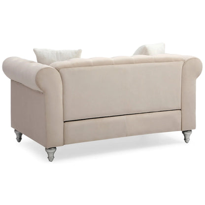 Raisa 60 in. Velvet 2-Seater Sofa With 2-Throw Pillow - 60L x 34W x 30H
