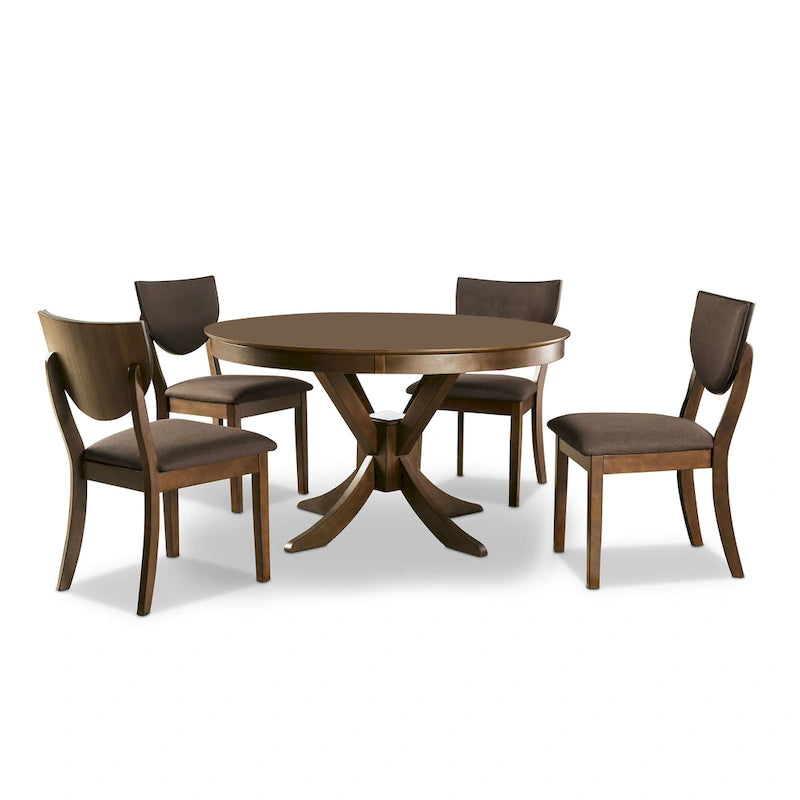 Oskam I Transitional Walnut Wood 5-Piece Dining Set by Furniture of America