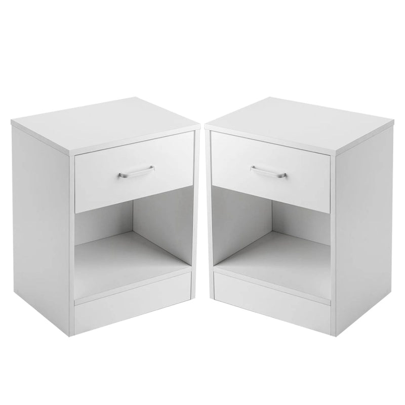 Set of 2 Bedroom Storage End Beside Table 1 Drawer Nightstand