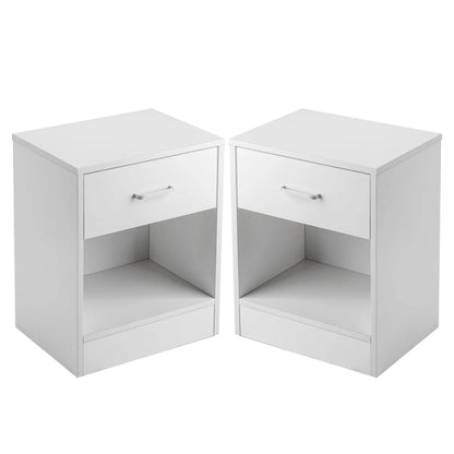 Set of 2 Bedroom Storage End Beside Table 1 Drawer Nightstand