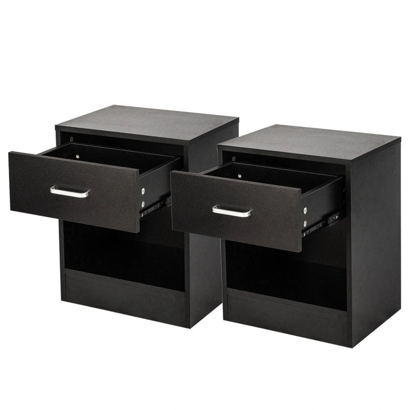 Set of 2 Bedroom Storage End Beside Table 1 Drawer Nightstand