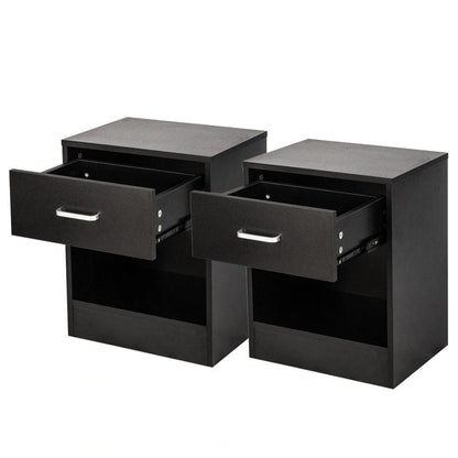 Set of 2 Bedroom Storage End Beside Table 1 Drawer Nightstand
