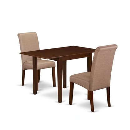 East West Furniture Kitchen Table Set- a Rectangle Dining Table and Brown Linen Fabric Dining Chairs, Mahogany (Pieces Option)