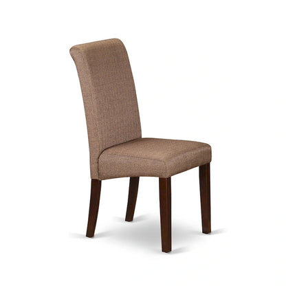 East West Furniture Kitchen Table Set- a Rectangle Dining Table and Brown Linen Fabric Dining Chairs, Mahogany (Pieces Option)