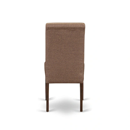 East West Furniture Kitchen Table Set- a Rectangle Dining Table and Brown Linen Fabric Dining Chairs, Mahogany (Pieces Option)