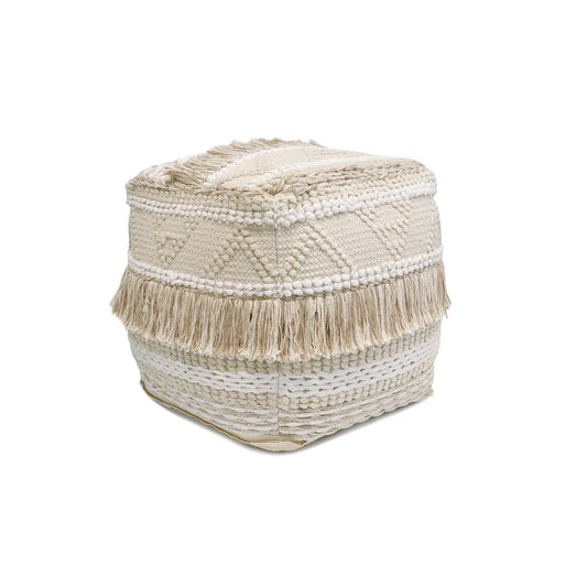 Pasargad Home Grand Canyon Cotton Pouf, Beige