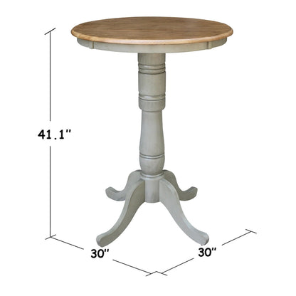 30 Round Top Pedestal Table - Hickory/Stone