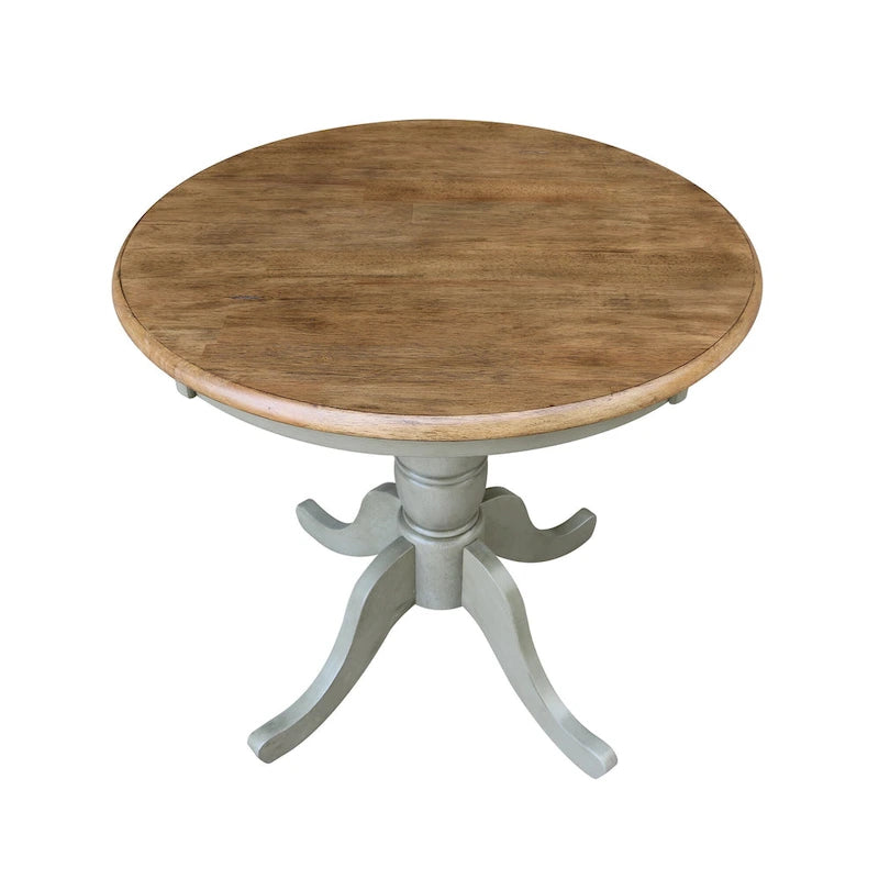 30 Round Top Pedestal Table - Hickory/Stone
