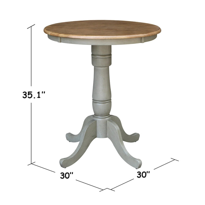 30 Round Top Pedestal Table - Hickory/Stone