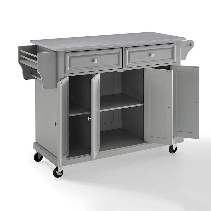 Crosley Stainless Steel Top Kitchen Cart/Island In Vintage Gray - 51.5 W x 18 D x 34 H