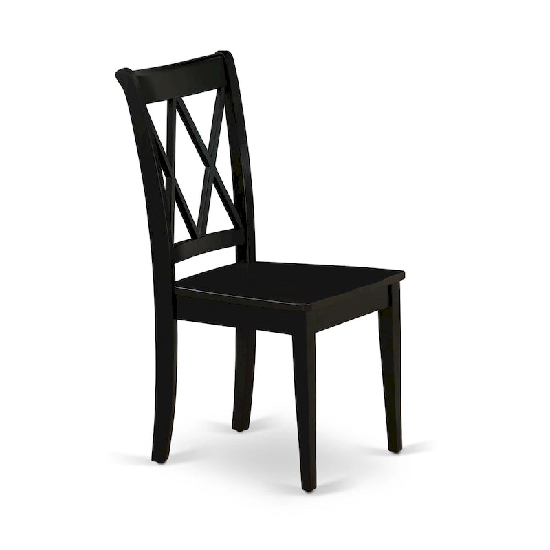 East West Furniture Clarksville Dining Chairs - Double Cross Back Wooden Seat Chairs, Set of 2, Black - CLC-BLK-W