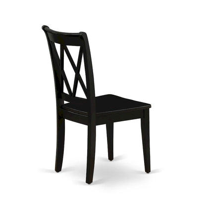 East West Furniture Clarksville Dining Chairs - Double Cross Back Wooden Seat Chairs, Set of 2, Black - CLC-BLK-W