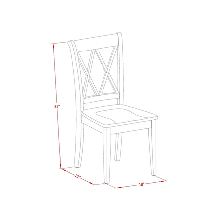 East West Furniture Clarksville Dining Chairs - Double Cross Back Wooden Seat Chairs, Set of 2, Black - CLC-BLK-W