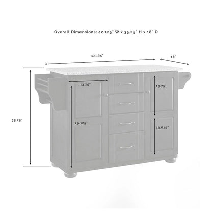 Crosley Eleanor Solid Granite Top Kitchen Island - 51.5 W x 18 D x 35.25 H
