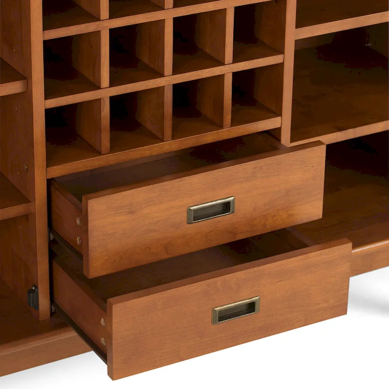 WYNDENHALL Tierney SOLID HARDWOOD 54 inch Wide Mid Century Modern Sideboard Buffet and Winerack - 54 W x 17 D x 36 H