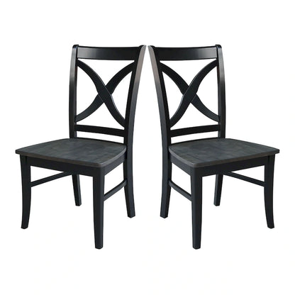 International Concepts Solid Wood Cosmo X-back Dining Chairs, Set of 2