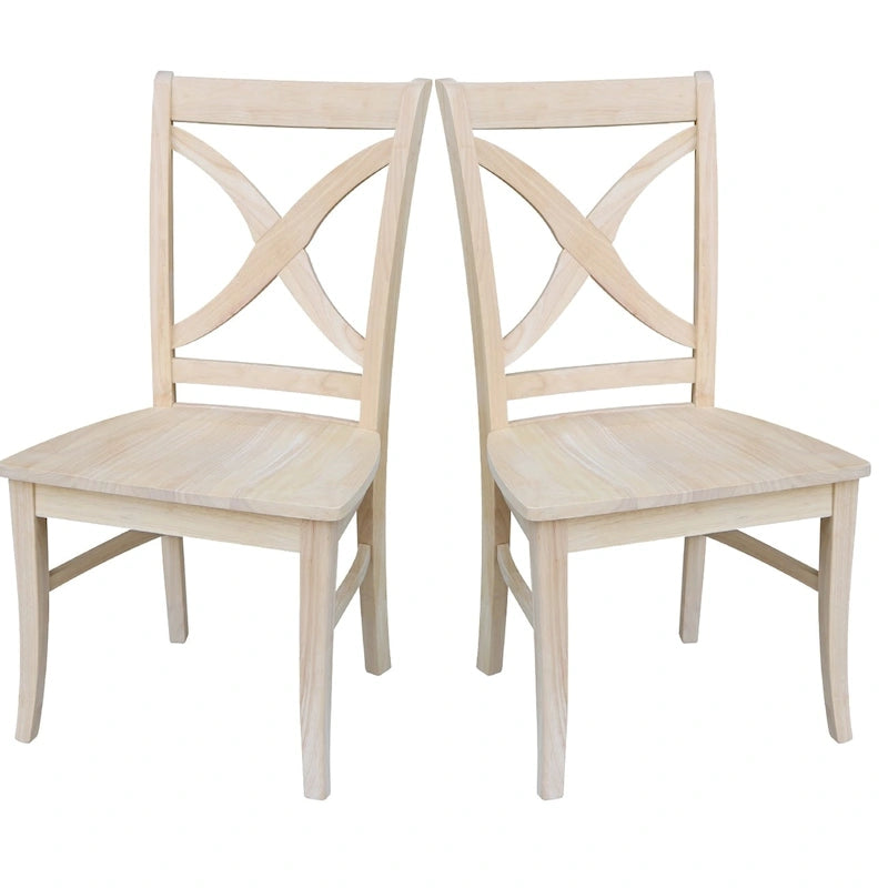 International Concepts Solid Wood Cosmo X-back Dining Chairs, Set of 2