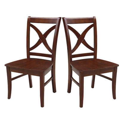 International Concepts Solid Wood Cosmo X-back Dining Chairs, Set of 2