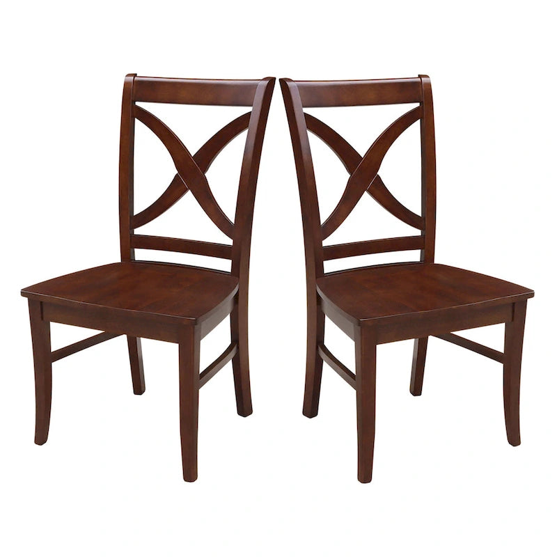 International Concepts Solid Wood Cosmo X-back Dining Chairs, Set of 2
