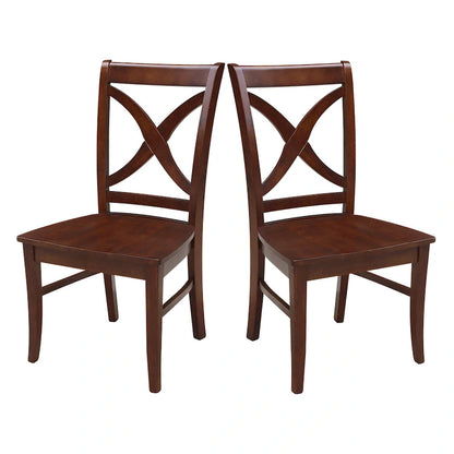 International Concepts Solid Wood Cosmo X-back Dining Chairs, Set of 2