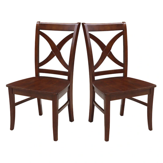 International Concepts Solid Wood Cosmo X-back Dining Chairs, Set of 2