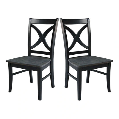 International Concepts Solid Wood Cosmo X-back Dining Chairs, Set of 2
