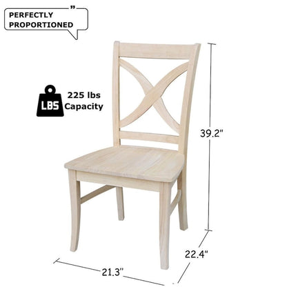 International Concepts Solid Wood Cosmo X-back Dining Chairs, Set of 2