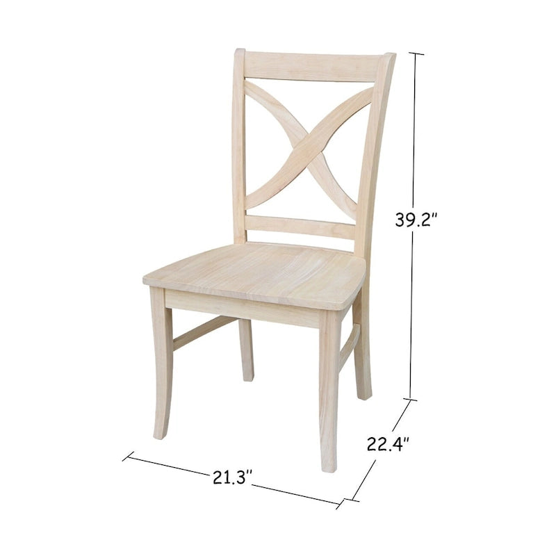 International Concepts Solid Wood Cosmo X-back Dining Chairs, Set of 2