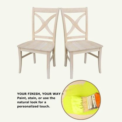 International Concepts Solid Wood Cosmo X-back Dining Chairs, Set of 2