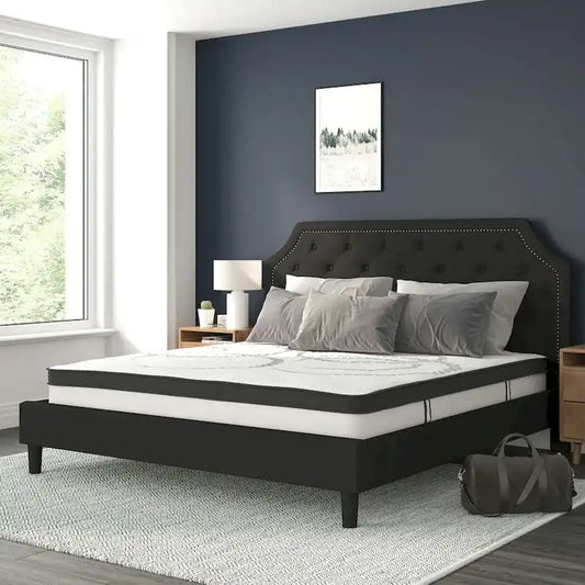 Tufted Platform Bed with 10 Inch Pocket Spring Mattress
