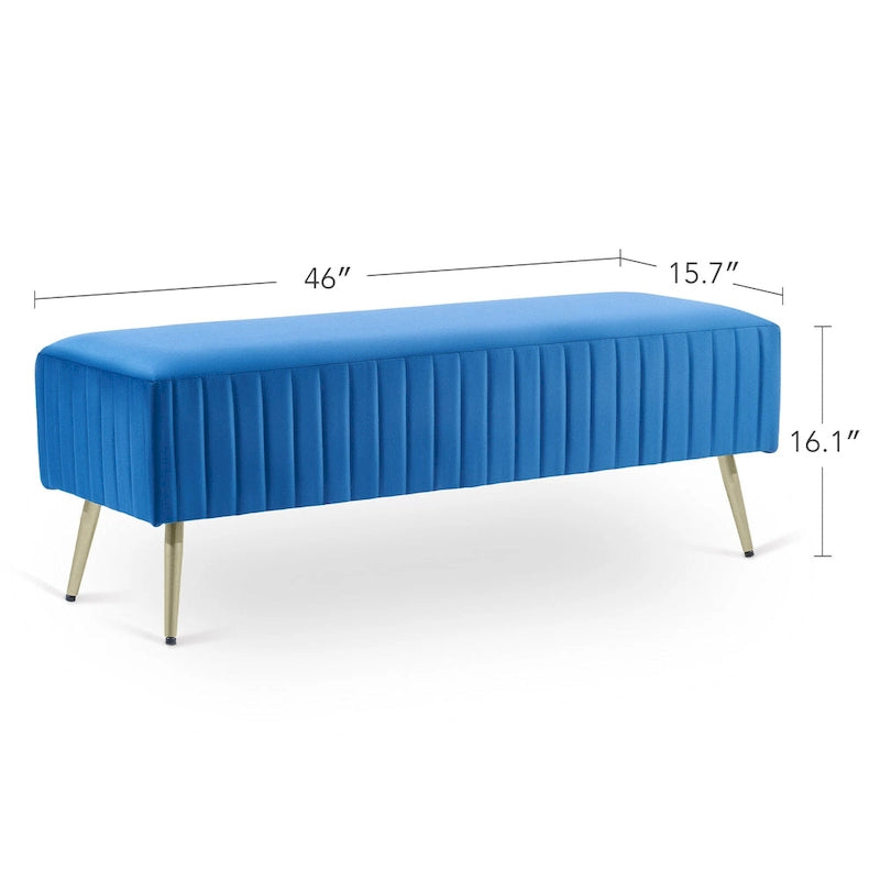 46 Modern Upholstered Bed and Entryway Bench with Padded Velvet Seat