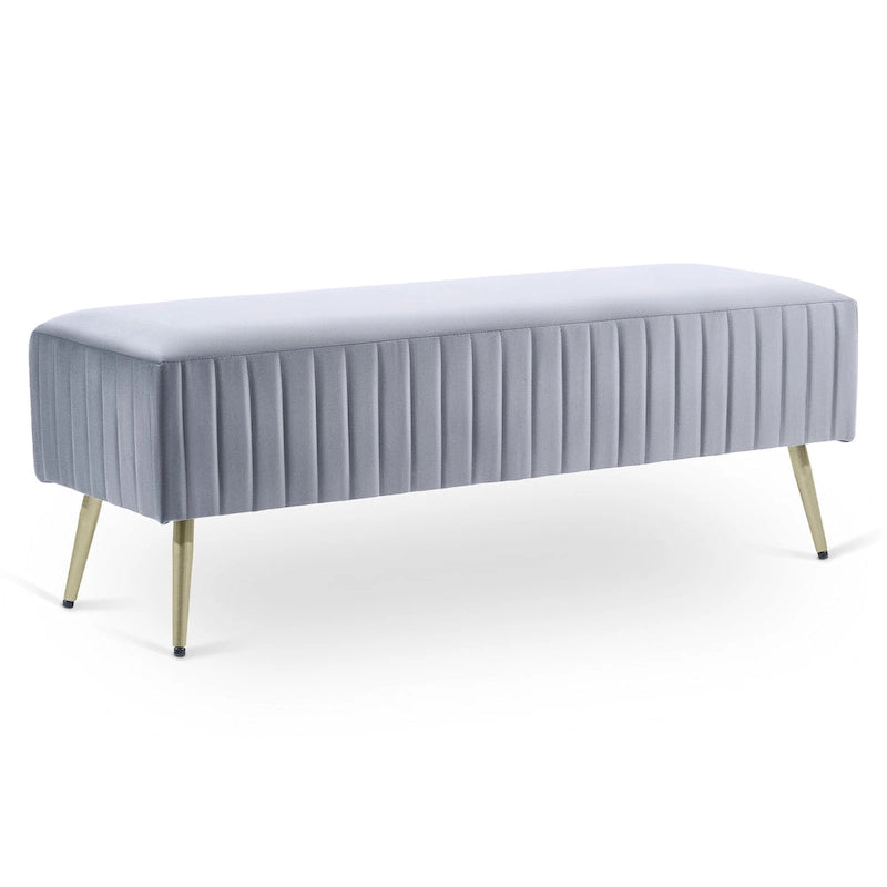 46 Modern Upholstered Bed and Entryway Bench with Padded Velvet Seat