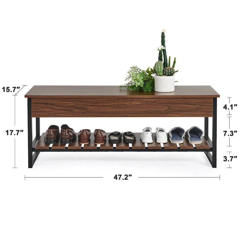 CO-Z Lift-Top Entryway Shoe Storage Bench with Shelf