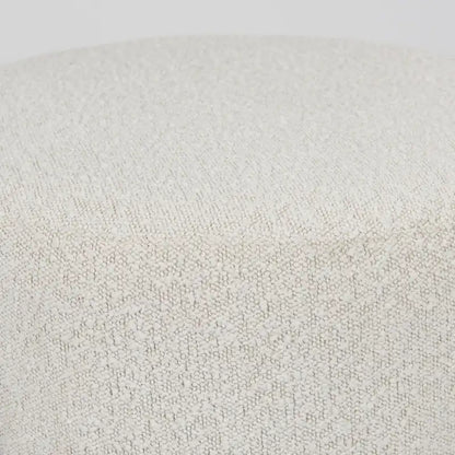 Amelia Cream Boucle Fabric with Black Metal Frame Round Ottoman