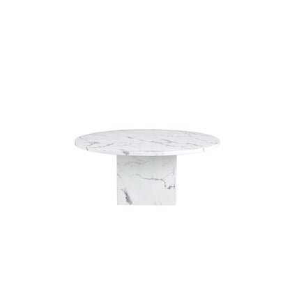 60 Diameter Round Marble Table with Cubical Marble Base