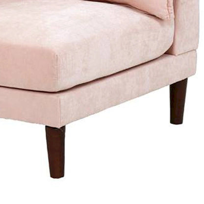 Rio 33 Inch Modular Single Arm Corner Chair, 2 Lumbar Cushions, Blush Pink