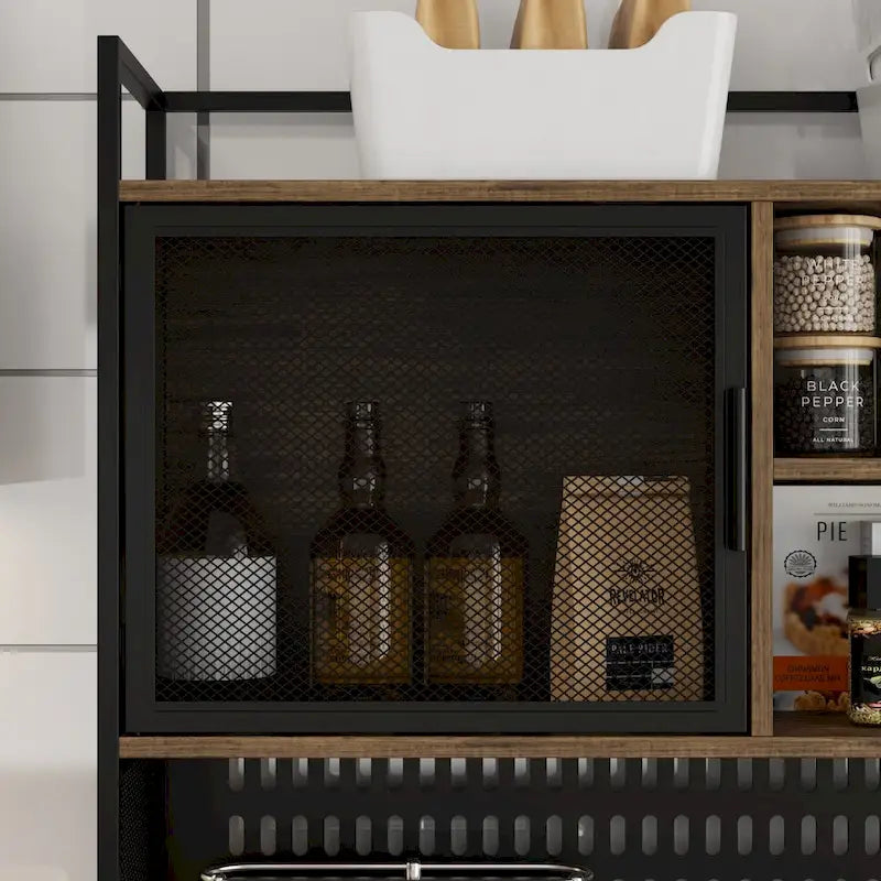 Large Kitchen Hutch Cabinet,Pantry with Metal Doors&amp;6 Drawers&amp;Shelves - 70.9W