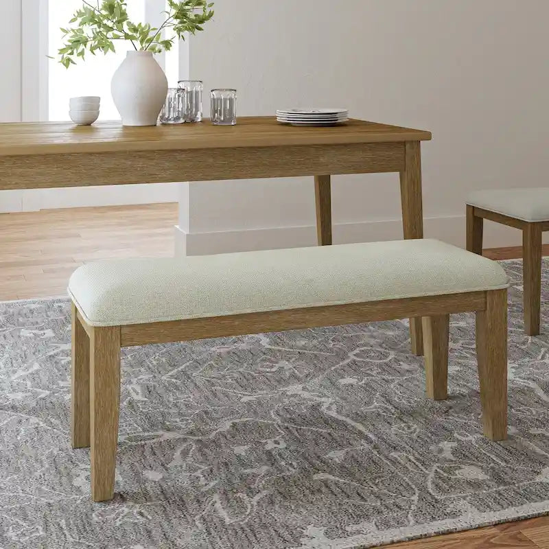 Sandra Rustic Farmhouse Design Solid Wood Dining Bench by HULALA HOME