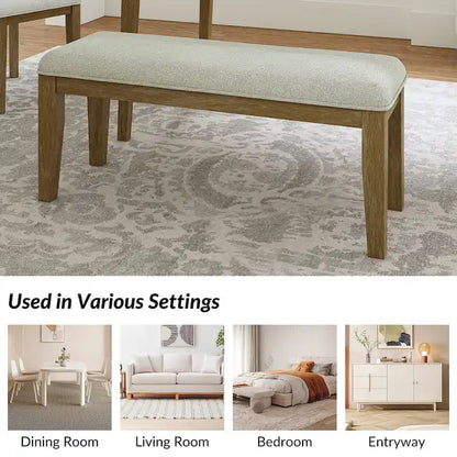 Sandra Rustic Farmhouse Design Solid Wood Dining Bench by HULALA HOME