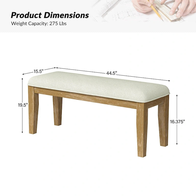 Sandra Rustic Farmhouse Design Solid Wood Dining Bench by HULALA HOME