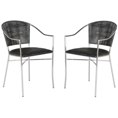SAFAVIEH Jullieta Black Arm Chair (Set of 2) - 21 W x 22.3 L x 33.5 H - 21Wx22Dx34H